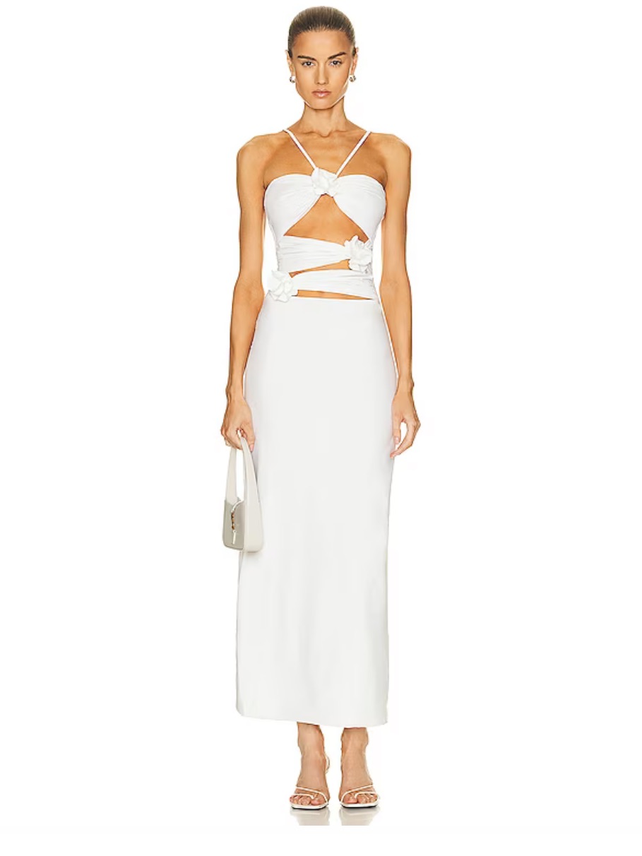 Magyel Coronek Vernera White Cutout Maxi Dress - Sleeveless Knot Front